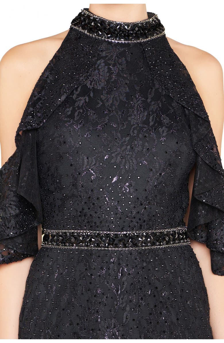 Mac Duggal Cold Shoulder Lace Trumpet Gown, Alternate, color, 