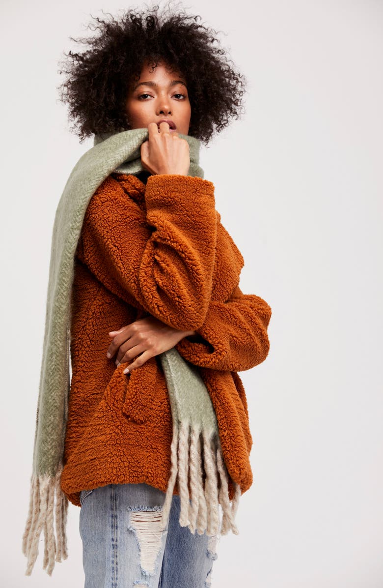 Free People Kensington Brushed Herringbone Fringe Scarf, Alternate, color, 