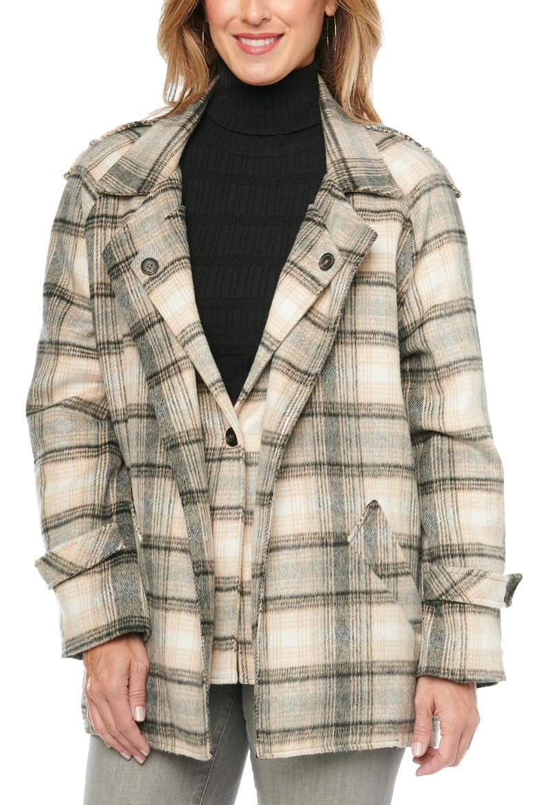 Double Layer Plaid Blazer, Main, color, CCMU- CHARCOAL MULTI