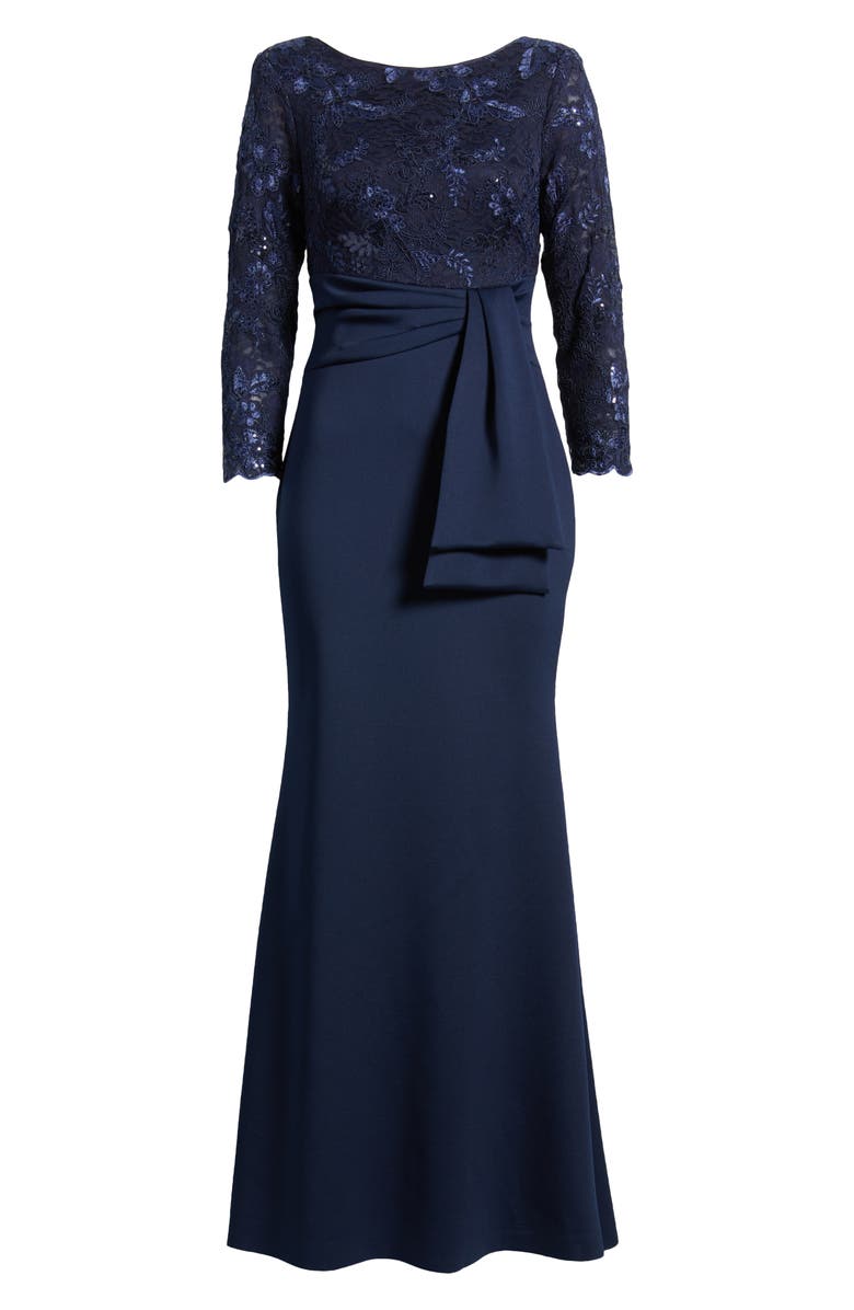 Eliza J Sequin Lace Bodice Trumpet Gown, Alternate, color,