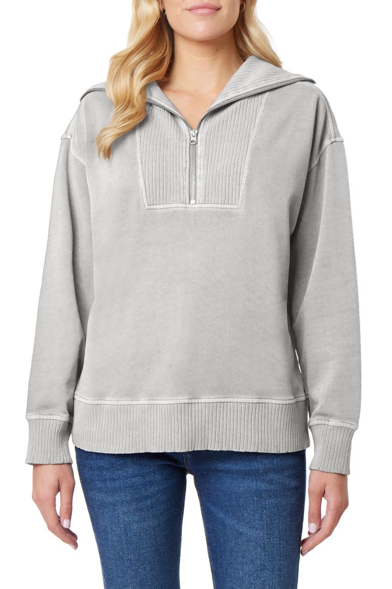Hailey Sun Washed Fleece Zip Pullover, Main, color, SILVER GREY