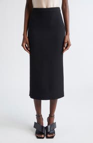 Givenchy Kickback Raw Edge Wool Blend Stretch Crepe Pencil Skirt
