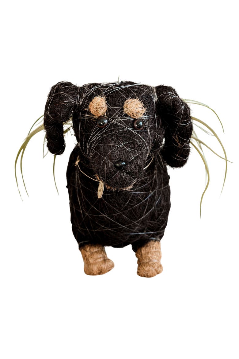 Dachshund Handwoven Planter, Alternate, color, BLACK / BROWN