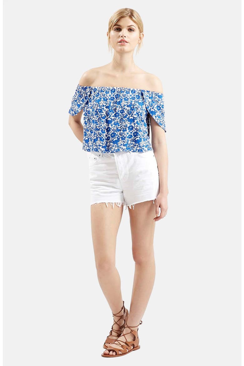 Floral Print Off the Shoulder Top, Alternate, color, BLUE MULTI