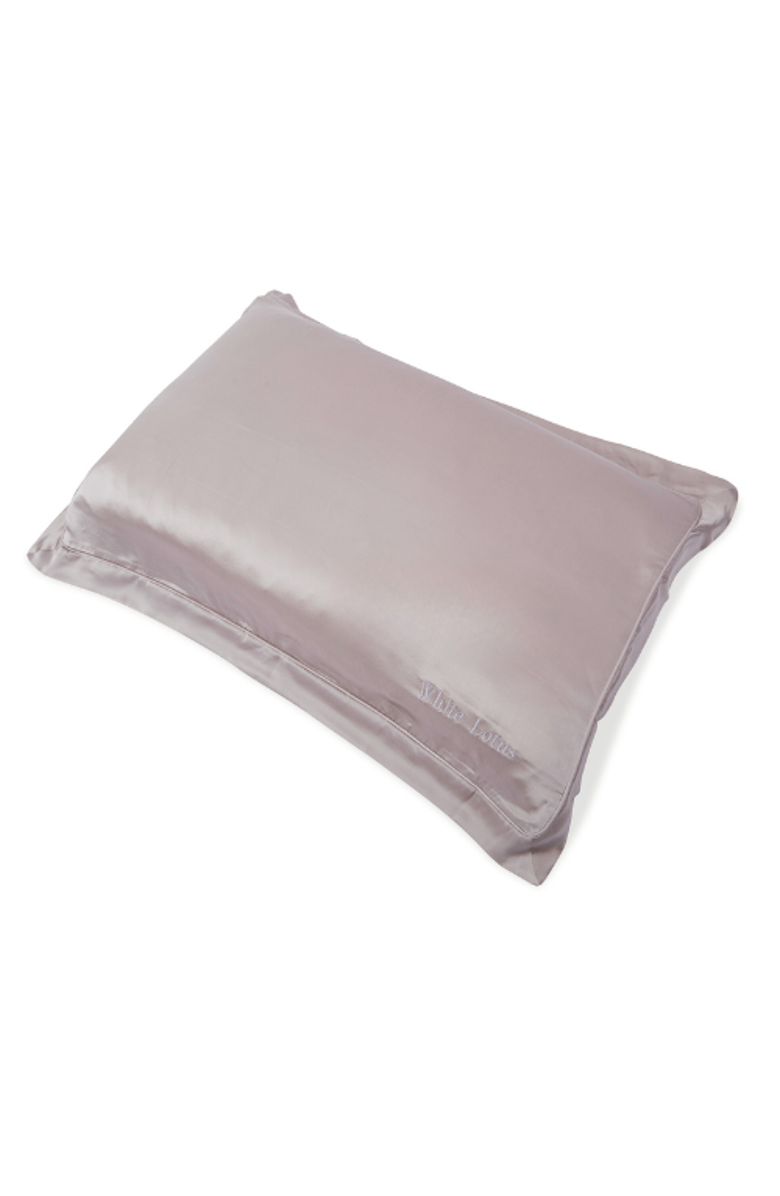 White Lotus Beauty Luxurious Cruelty Free 100% Mulberry Silk Pillowcase, Main, color, Pearl Grey