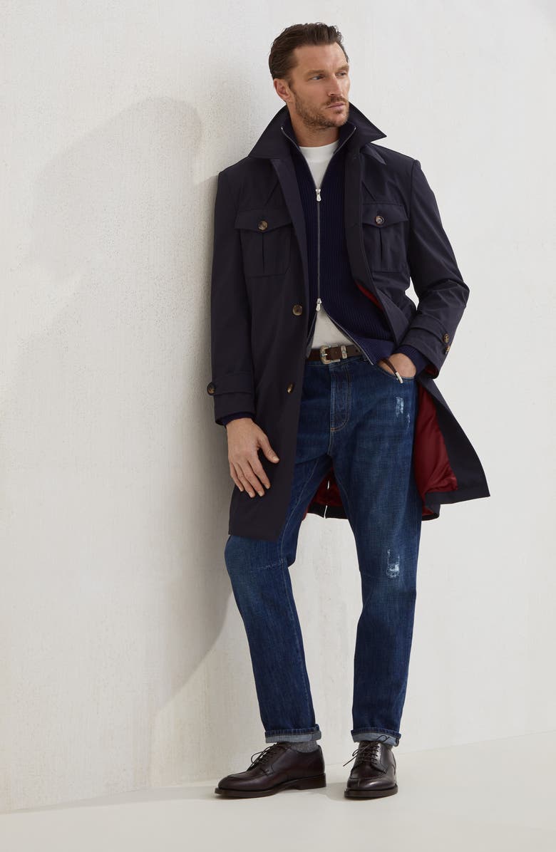 Brunello Cucinelli Zip-front cardigan, Alternate, color, Navy Blue