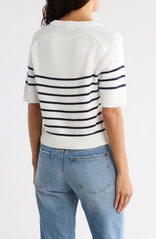 Vigoss Nautical Stripe Short Sleeve Sweater In White