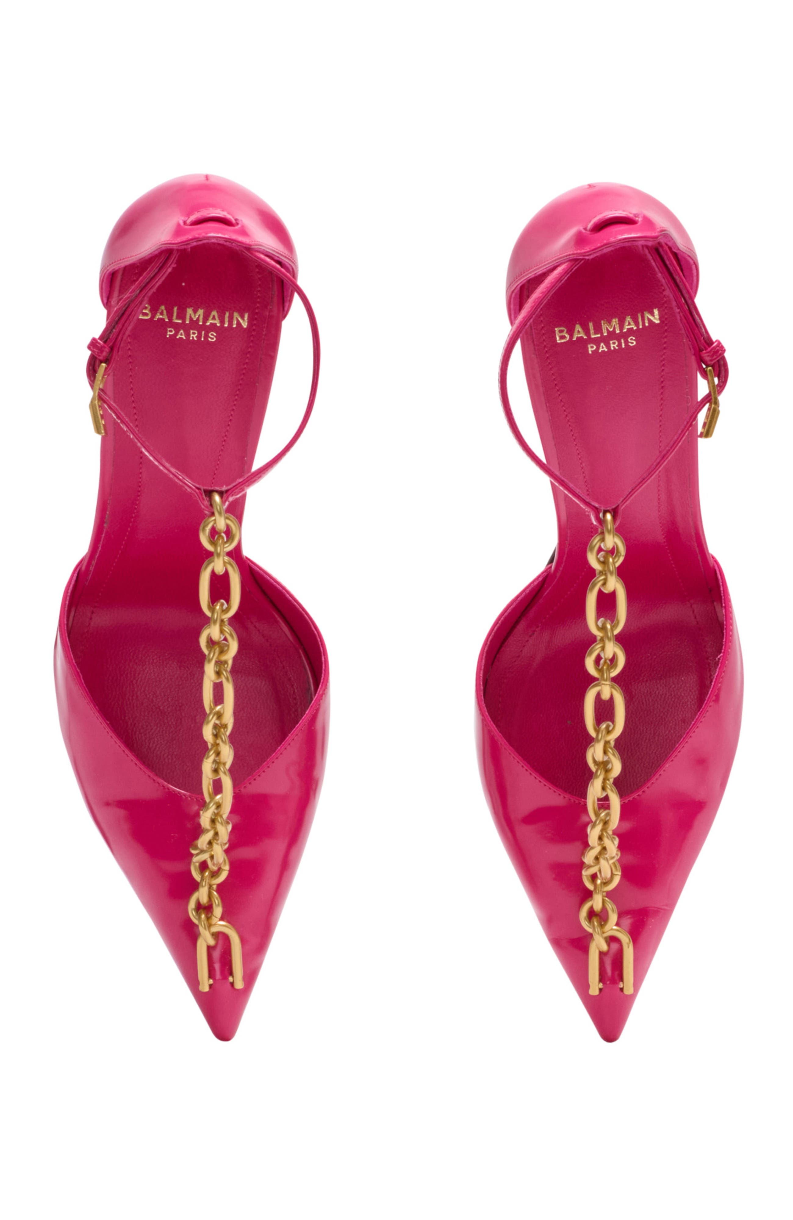 Balmain Sync patent leather stilettos, Alternate, color, Pink