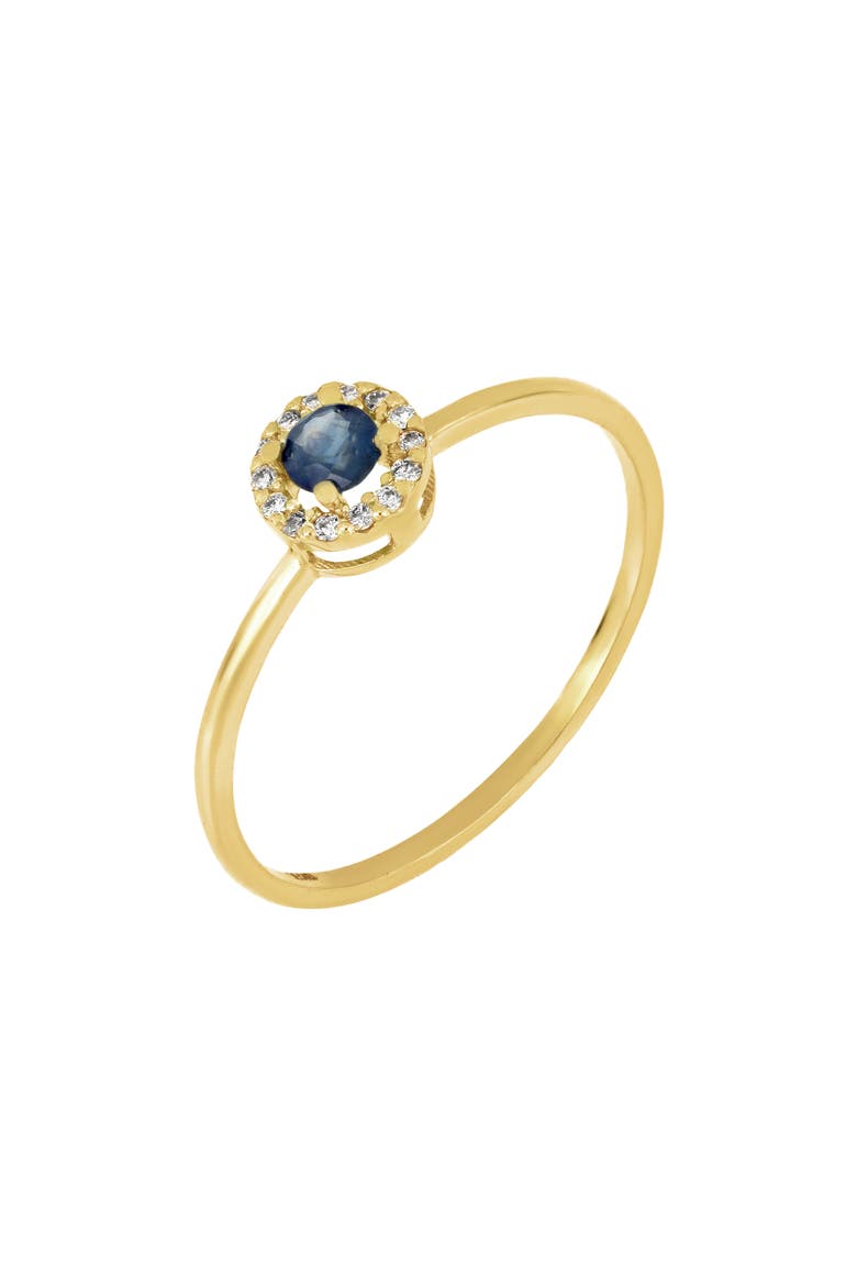 18K Yellow Gold Diamond Halo Sapphire Center Ring (Nordstrom Exclusive), Main, color, 18K YELLOW GOLD