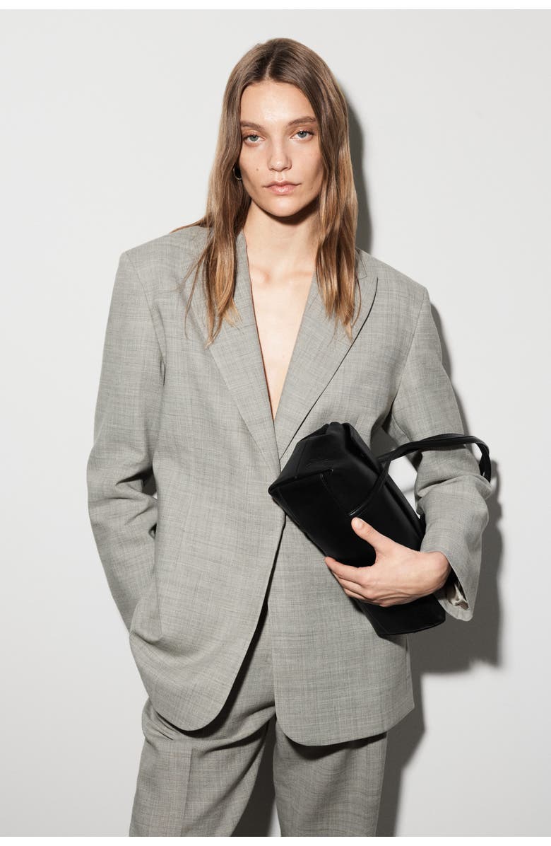 COS Structured Wool-Blend Blazer, Alternate, color, Taupe Melange