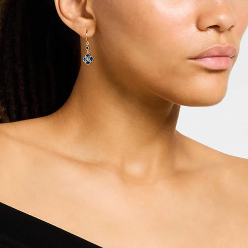 Jan Leslie Petal Gemstone With 18k Gold Overlay Sterling Drop Earring In Blue