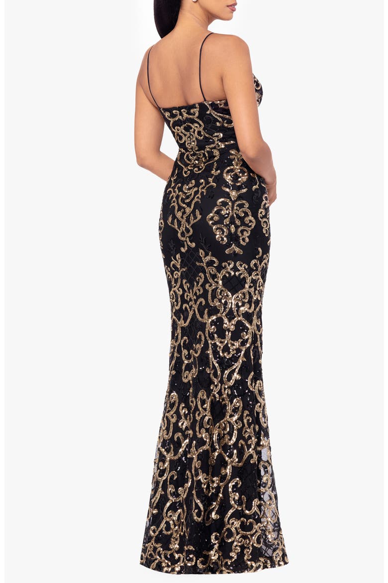 Sequin Mermaid Gown, Alternate, color, BLACK/ GOLD