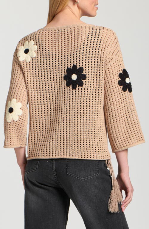 Apny Floral Appliqué Sweater In Brown