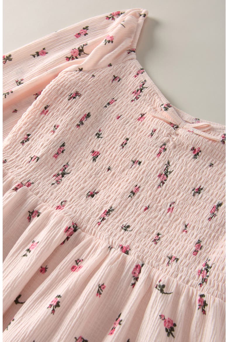 Kids' Ruffle Hem Smocked Dress, Alternate, color, PINK- GREEN GIA ROSE