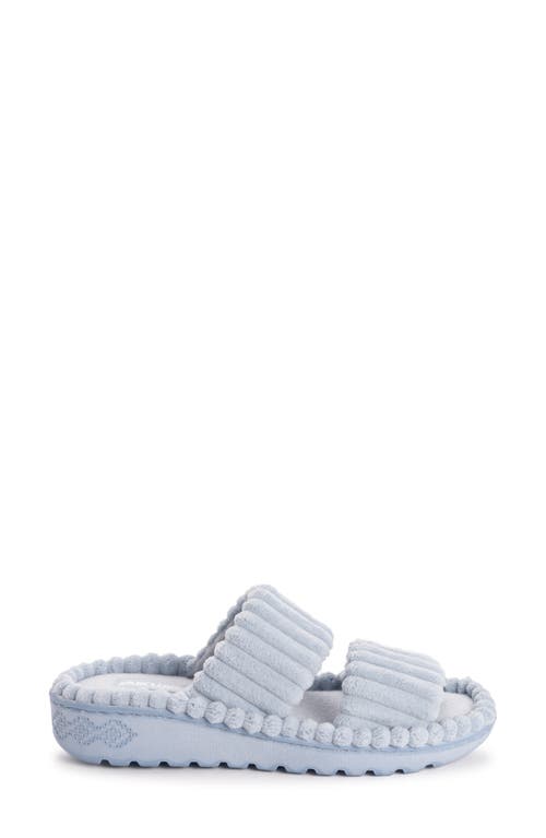 Muk Luks Cloud Ribbed Terry Double Strap Slide Slipper In Cloud