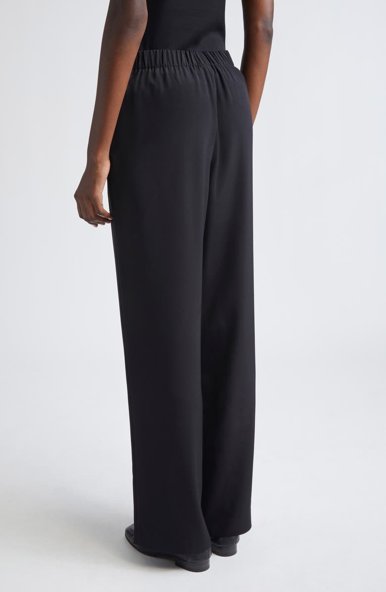 Lafayette 148 New York Perry Stretch Silk Crêpe de Chine Pants, Alternate, color, Black