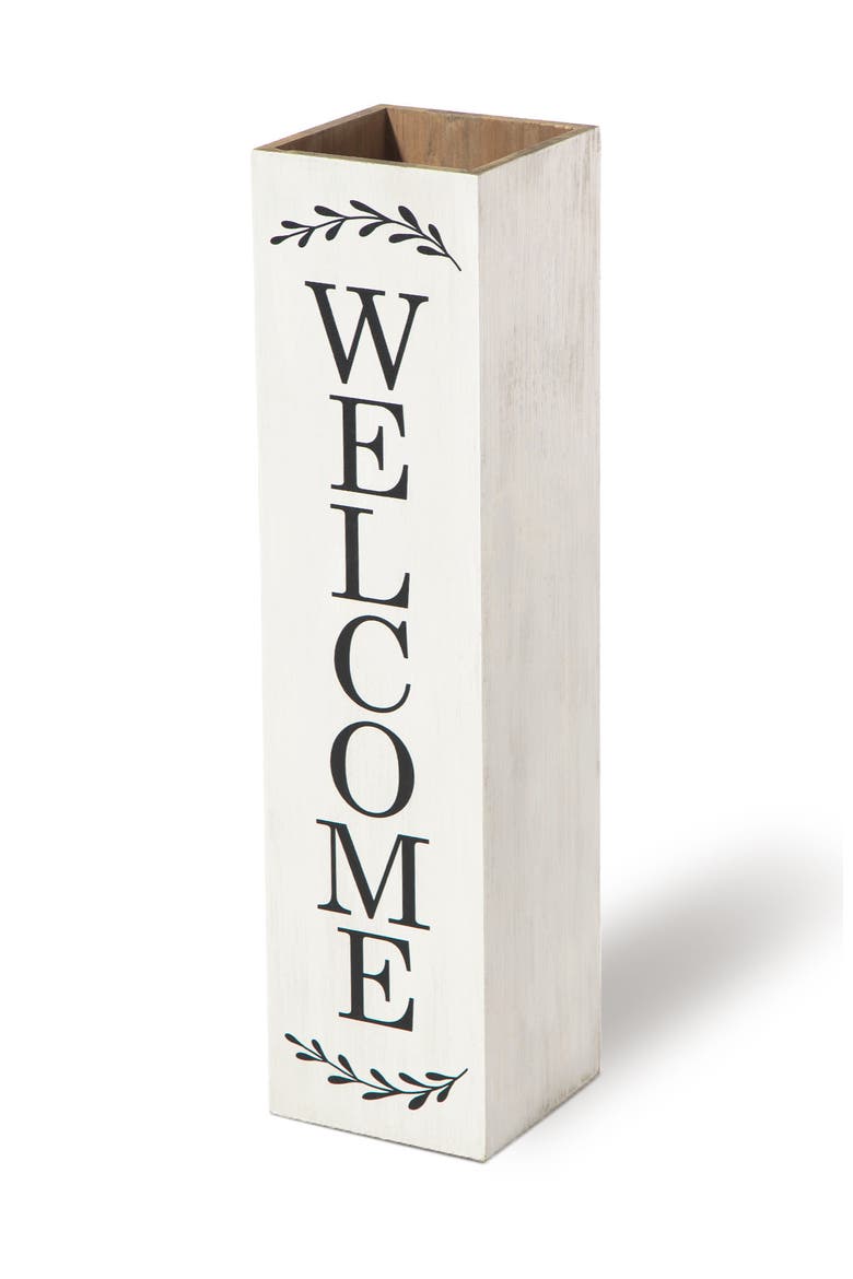 Double Sided Solid Wood Boxed "WELCOME PORCH" Porch Sign, Alternate, color, White