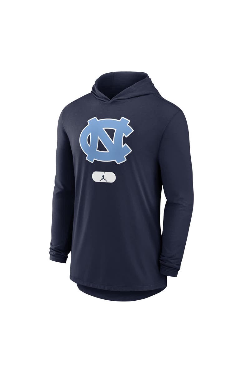 Jordan Brand Men's Jordan Brand Navy North Carolina Tar Heels Lightweight Performance Long Sleeve Hoodie T-Shirt, Alternate, color, 