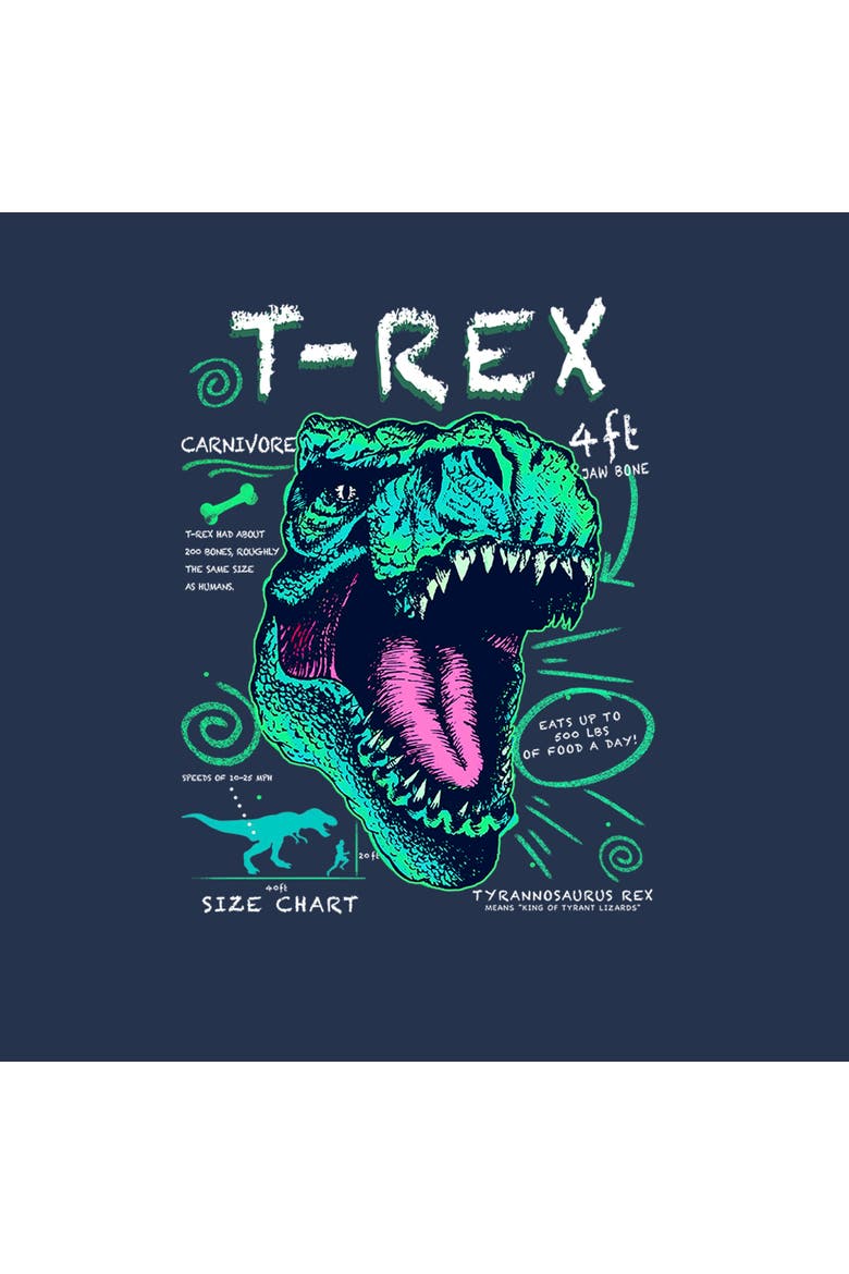 Boys' Husky Plus T-Rex Schematic Detail Graphic Tee, Alternate, color, Navy Blue