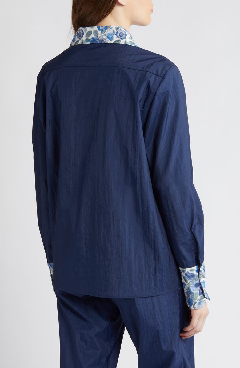 COMING OF AGE x Liberty London Heidi Rose Print Trim Snap Front Shirt, Alternate, color, 