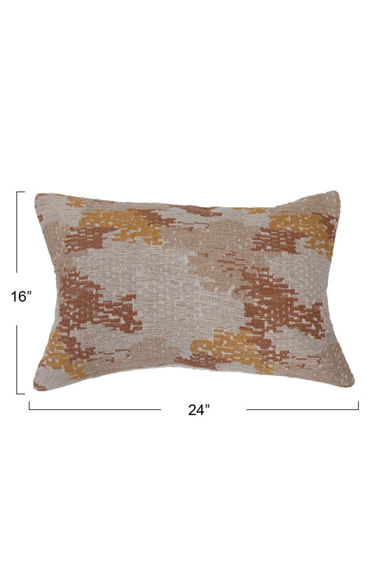 Woven Cotton Blend Jacquard Lumbar Pillow, Alternate, color, Cream