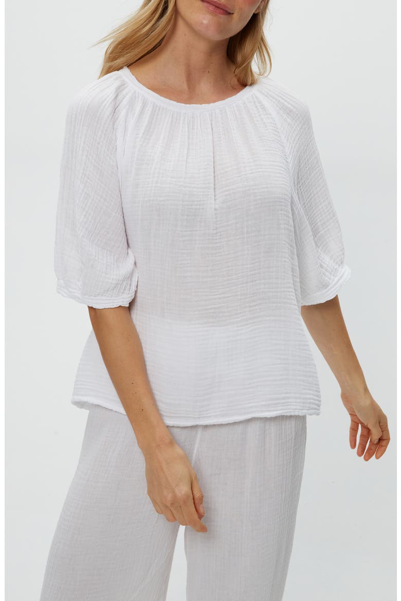 Jane Puff Sleeve Top, Main, color, WHITE
