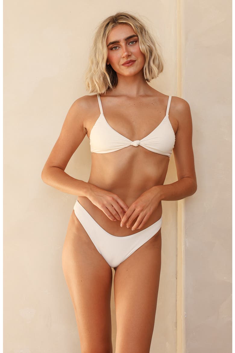 Zen Knotted Triangle Bikini Top, Main, color, Ivory