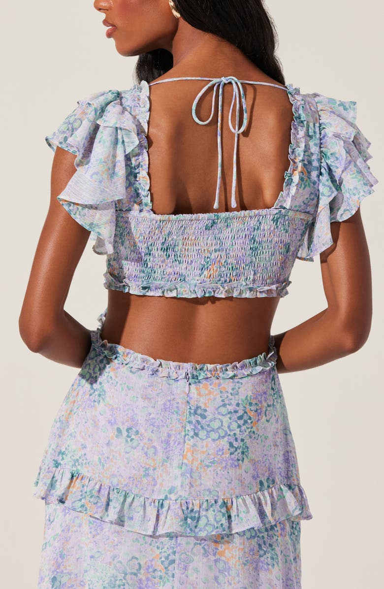 ASTR the Label Mable Floral Tiered Cutout Chiffon Dress, Alternate, color, Lilac Green Floral