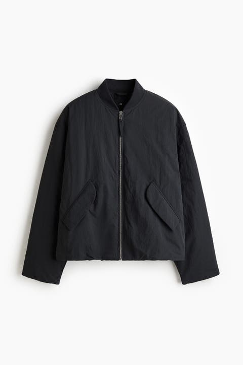 Loose Fit Nylon Bomber Jacket