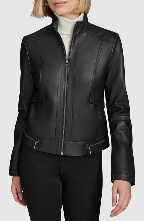 Andrew Marc Rowan Leather Racer Jacket in Black 