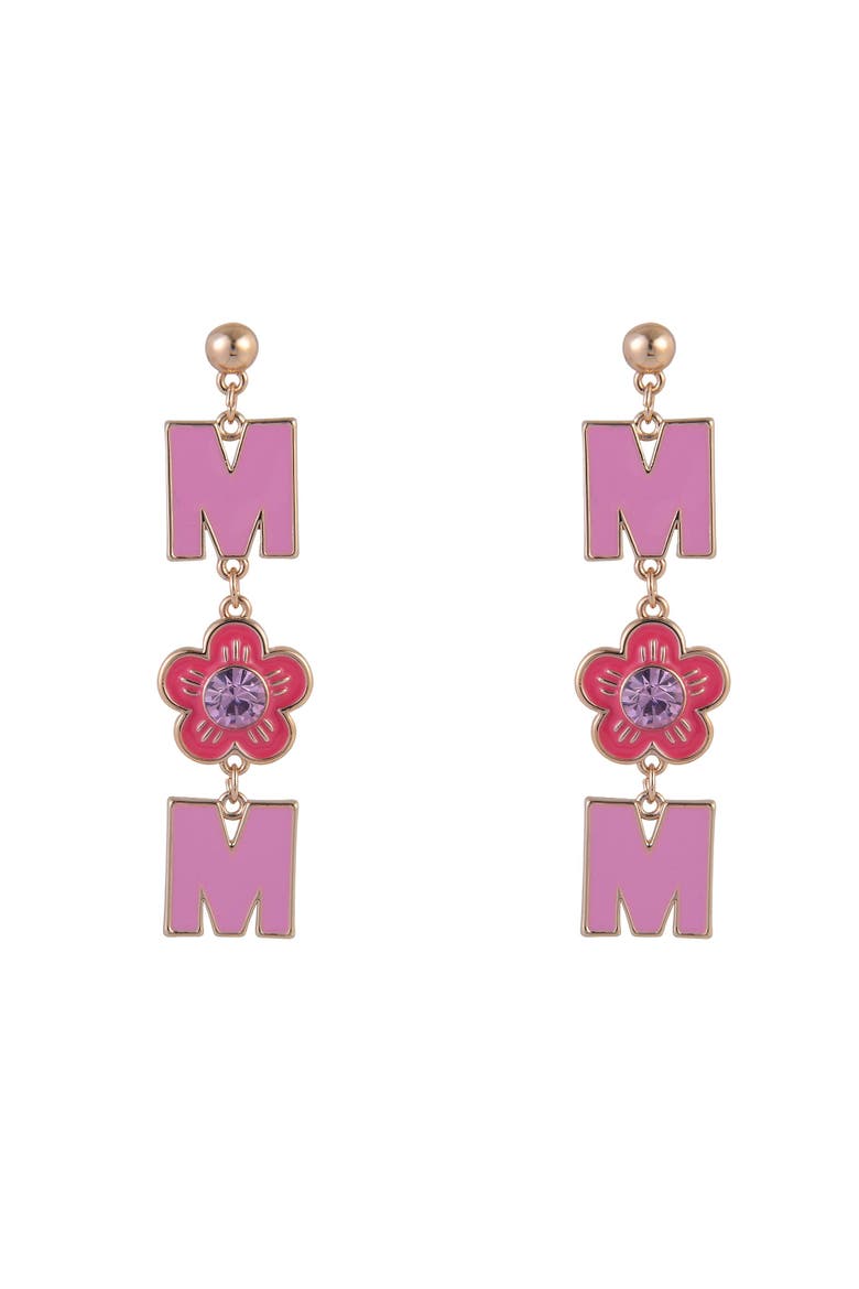 Pink Enamel Mom Earrings, Alternate, color, Pink