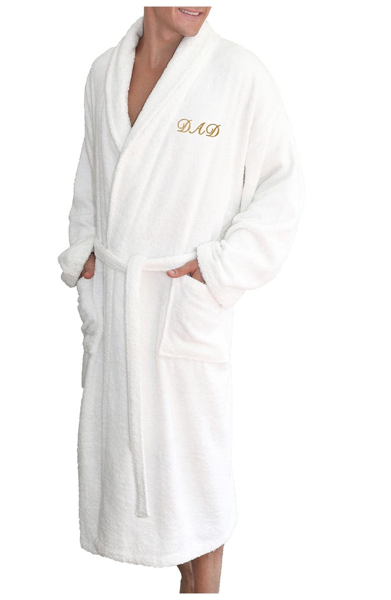 Linum Home Textiles Embroidered 'Dad' White Terry Bathrobe, Main, color, White