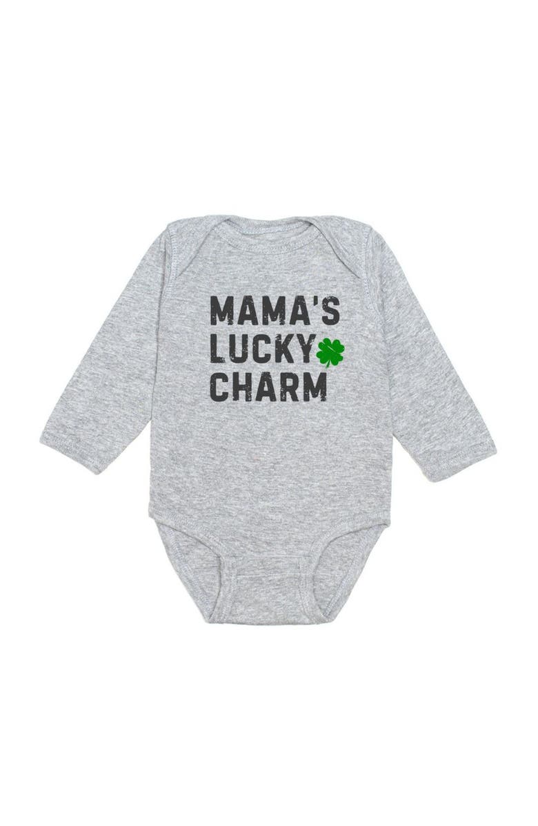 Sweet Wink Mama's Lucky Charm St. Patrick's Day Long Sleeve Bodysuit, Main, color, 