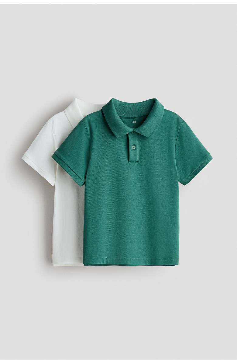 H&M 2-pack cotton polo shirts, Main, color, Green/White