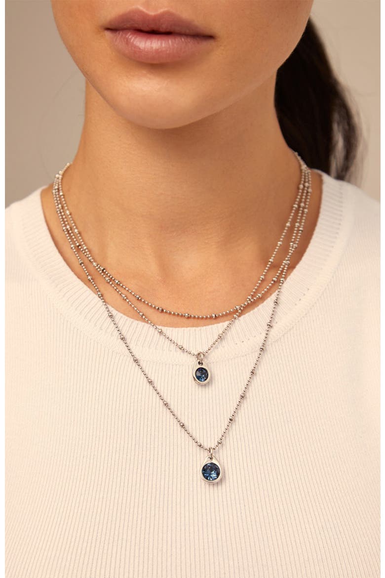 Sterling silver-plated triple midi pendant with crystals, Alternate, color, Silver