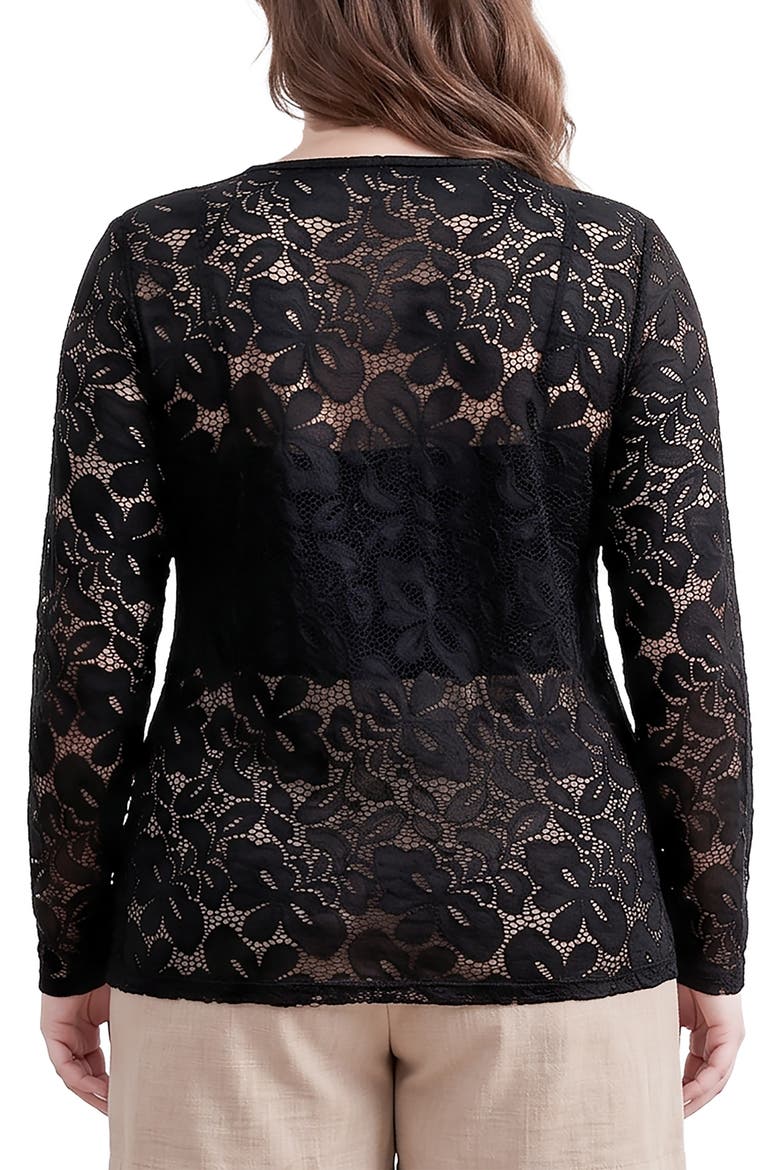 Floral Lace Top, Alternate, color, BLACK