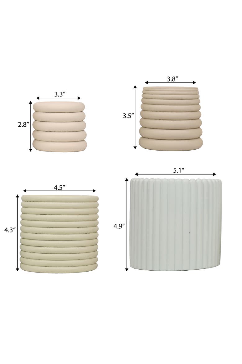 Silas Modern Minimalist Handmade Concrete Fluted Sculptural Cylinder Planter Set with Drainage Holes, Alternate, color, Powder Blue
