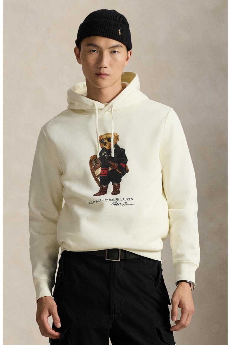 Polo Bear Fleece Graphic Hoodie, Alternate, color, FA25 CLUBHOUSE CREAM HOL BEAR