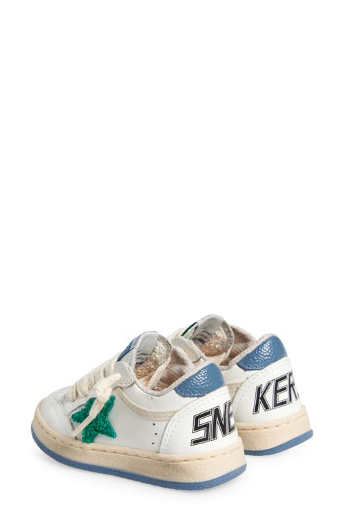 Golden Goose Kids' Ballstar Low Top Sneaker In White/green/light Blue