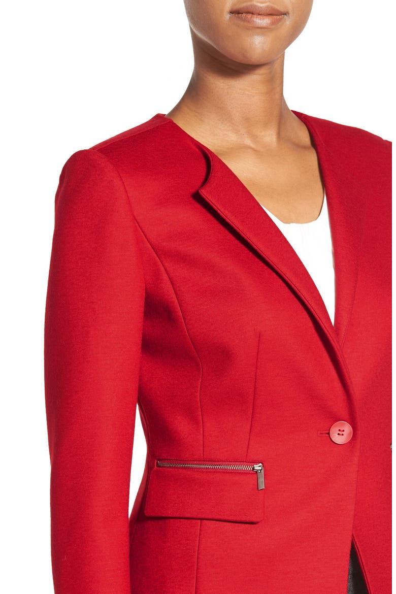 Wool Blend Jersey One-Button Jacket, Alternate, color, RED SAMBA