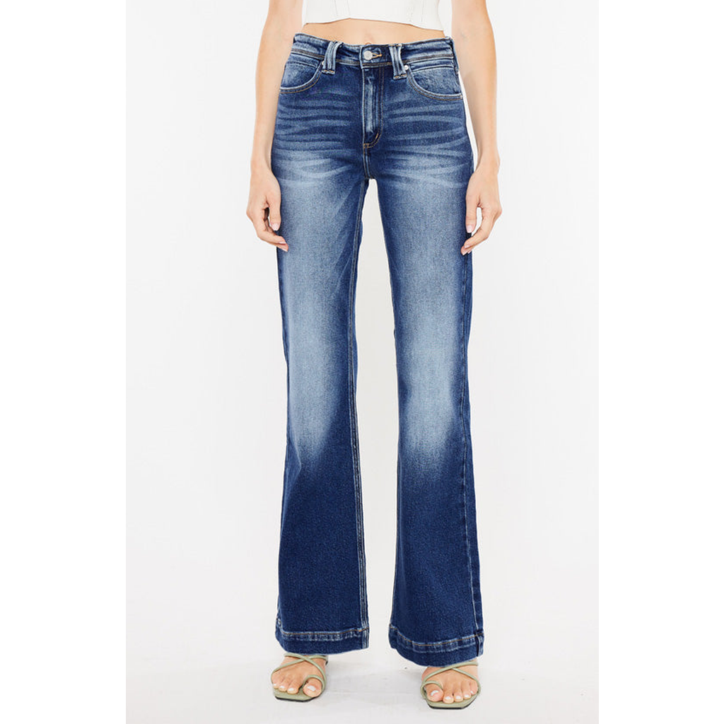 Kancan Alana Wide Bootcut Jean In Denim Blue In Medium Wash