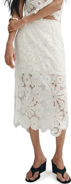 MANGO Lace Midi Skirt