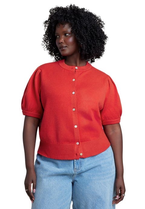 Puff Sleeve Cropped Cardigan