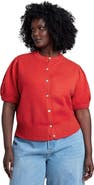 ELOQUII Puff Sleeve Cropped Cardigan