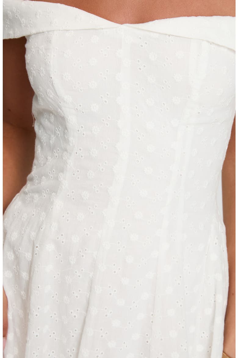 Rosebud Broderie Off the Shoulder Minidress, Alternate, color, WHITE