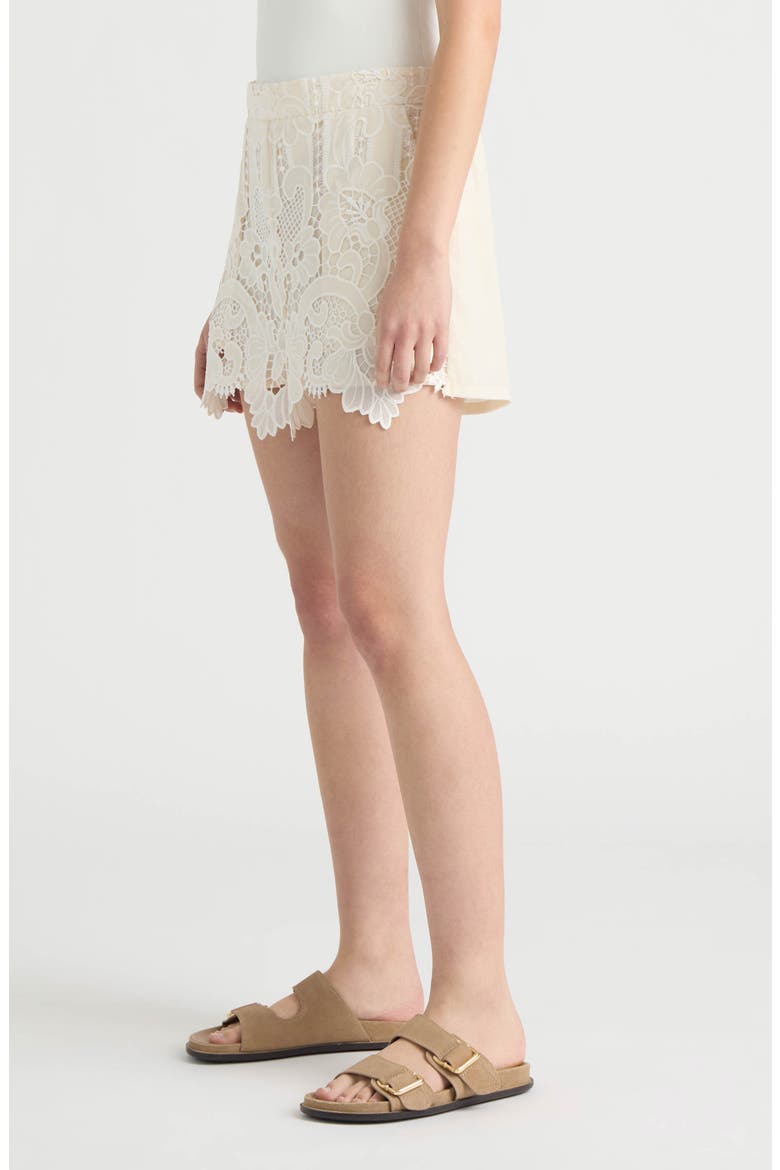 Mixed Media Lace Shorts, Alternate, color, VANILLA