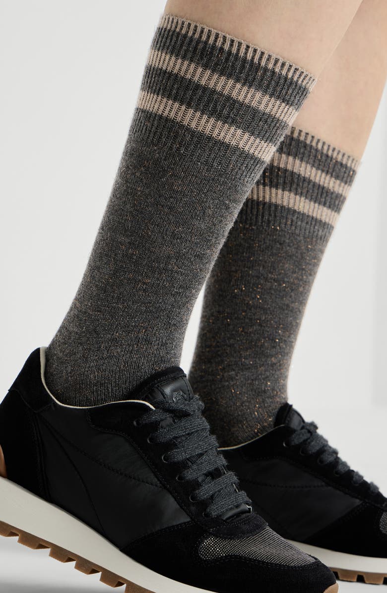 Brunello Cucinelli Sparkling knit socks, Alternate, color, Anthracite