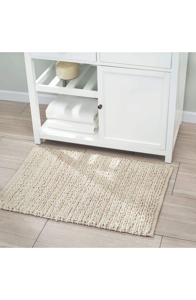 mDesign Bathroom 3 Piece Rug Set, Cotton, Water Absorbent Bath Mats, Natural/Tan, Alternate, color, 