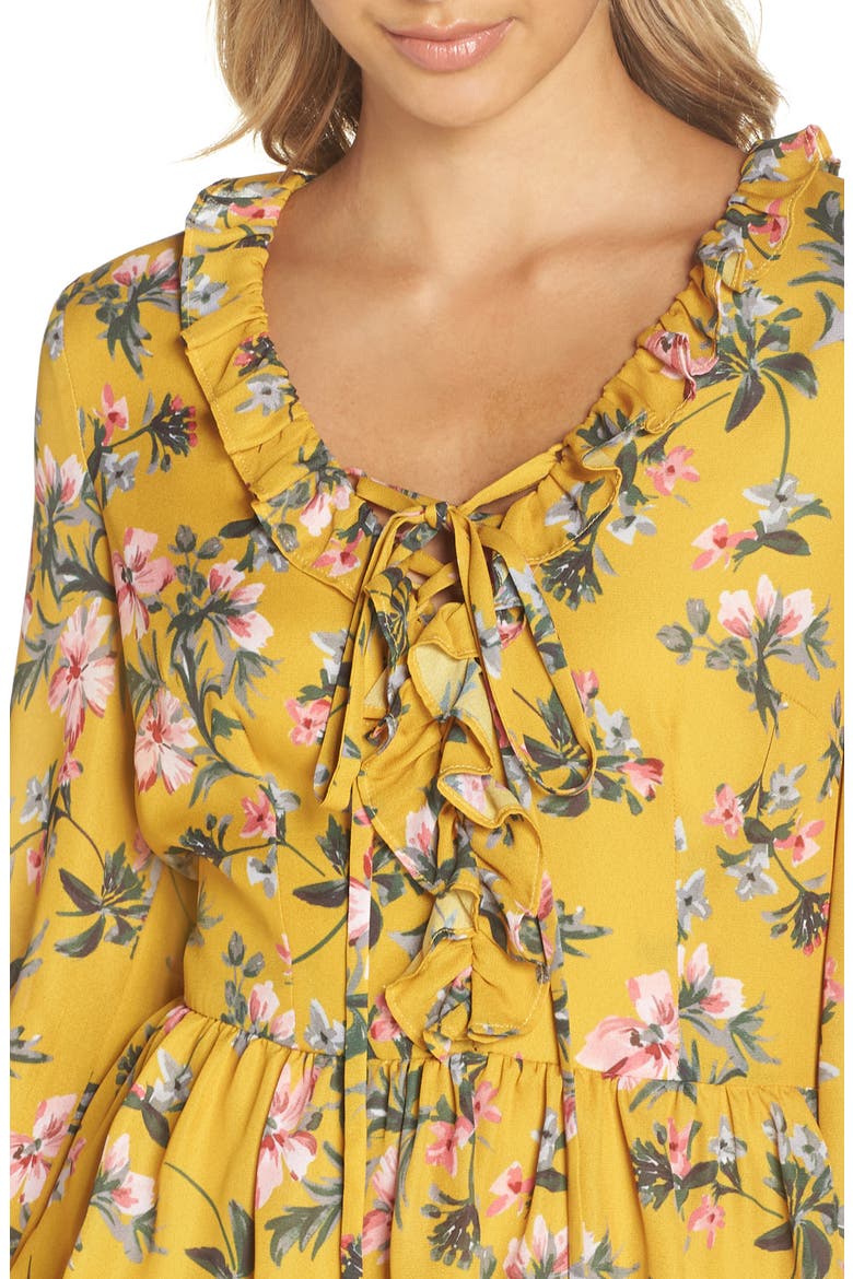 Floral Ruffle Dress, Alternate, color, MARIGOLD MULTI