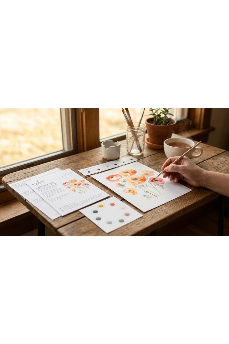 Desert Bloom All-In-One Watercolor Kit, Alternate, color, Ranunculus
